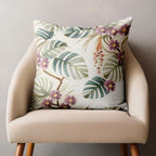 Tropical Pillow Covers, Exotic Flowers Cushion Cover, Green Botanical Pillowcase, Tropic Leaves Pillow Case, Green Tropical Home Decor