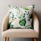 Tropical Pillow Covers, Exotic Flowers Cushion Cover, Green Botanical Pillowcase, Tropic Leaves Pillow Case, Green Tropical Home Decor