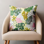 Tropical Pillow Covers, Exotic Flowers Cushion Cover, Green Botanical Pillowcase, Tropic Leaves Pillow Case, Green Tropical Home Decor