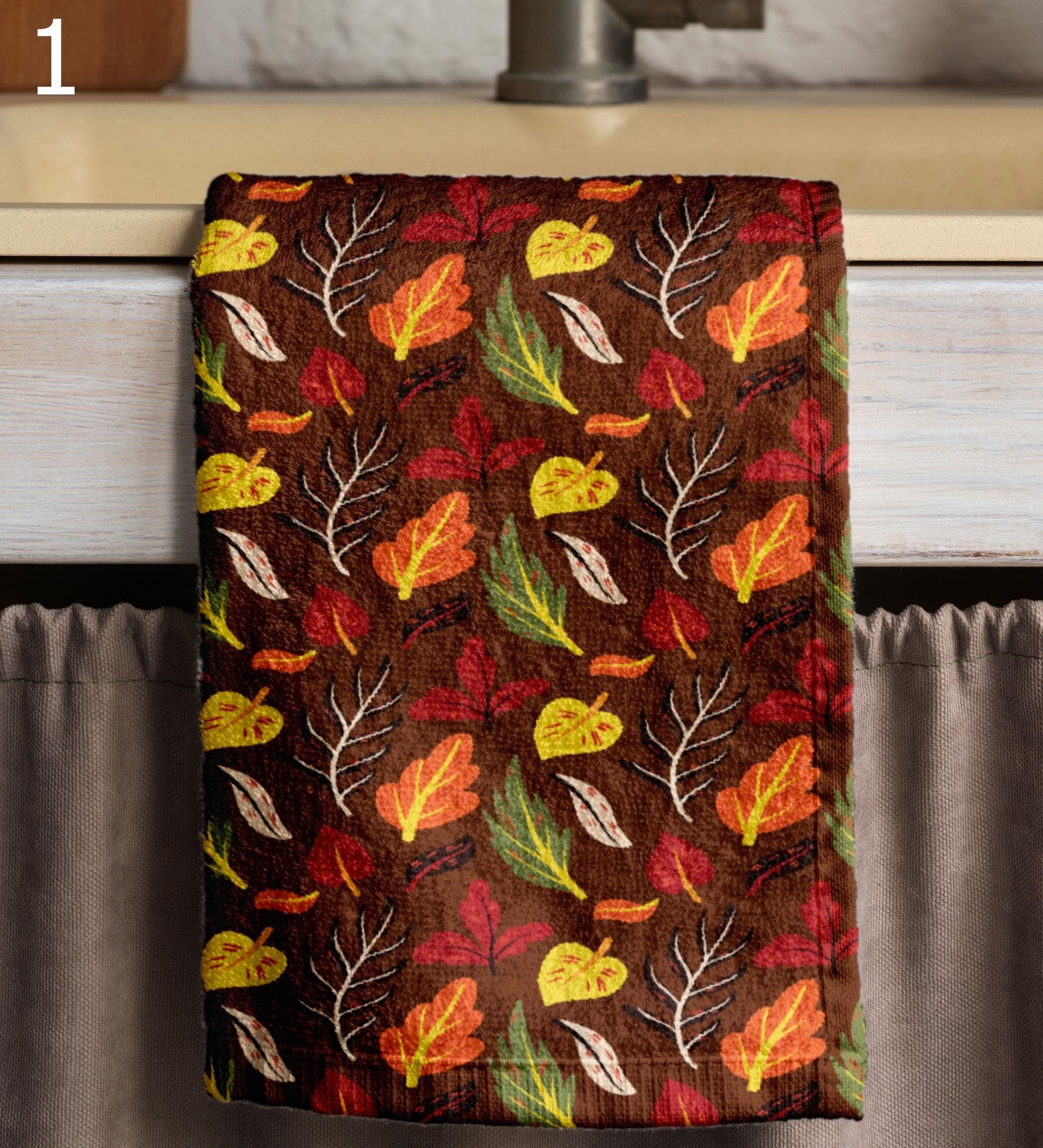 Autumn Leaves Tea Towels, Fall Dish Towel, Fall Orange Leaves Kitchen Towels, Autumn Leaf Tea Towels Kitchen Decor, Fall Leaf Hand Towel