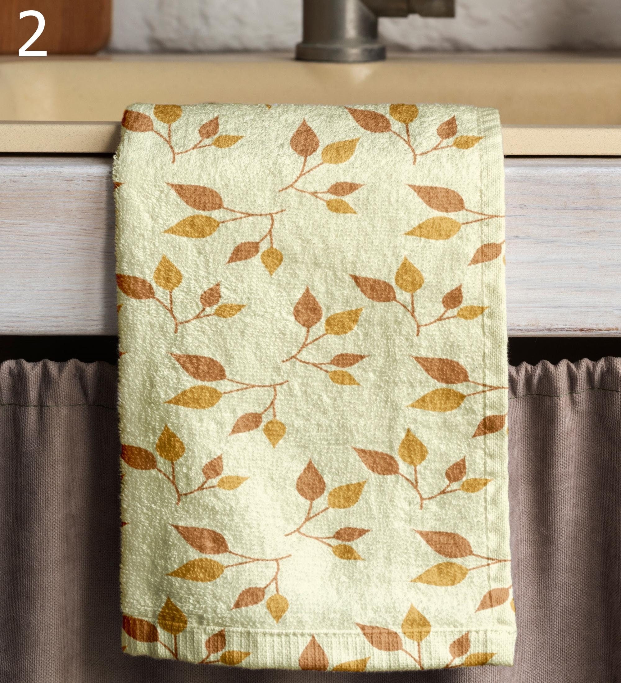 Autumn Leaves Tea Towels, Fall Dish Towel, Fall Orange Leaves Kitchen Towels, Autumn Leaf Tea Towels Kitchen Decor, Fall Leaf Hand Towel