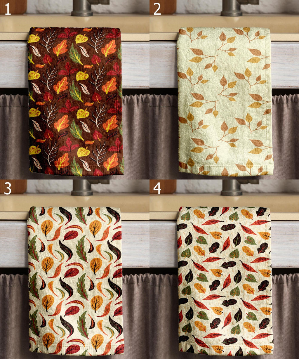 Autumn Leaves Tea Towels, Fall Dish Towel, Fall Orange Leaves Kitchen Towels, Autumn Leaf Tea Towels Kitchen Decor, Fall Leaf Hand Towel