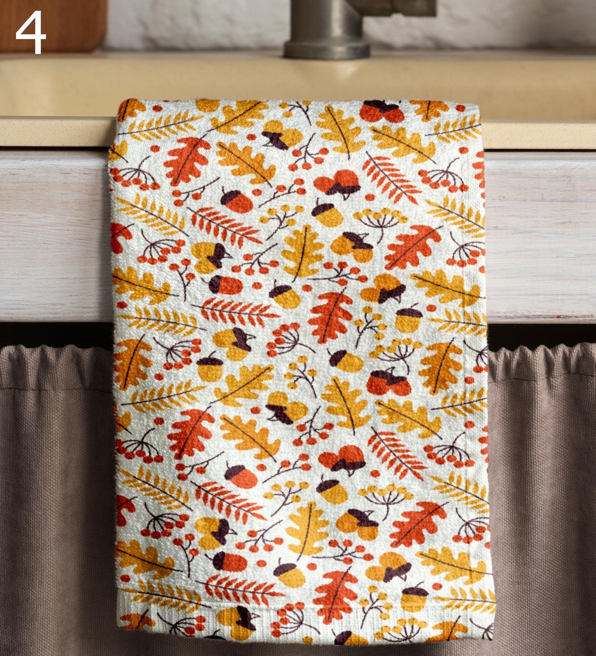 Autumn Mushroom Tea Towels, Fall Floral Dish Towel, Fall Leaves Kitchen Towels, Autumn Leaf Kitchen Decor, Fall Mushroom Hand Towel