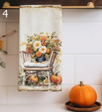 Thanksgiving Pumpkin Tea Towels, Autumn Harvest Dish Towels, Decorative Pumpkins Kitchen Towels, Fall Pumpkins Tea Towels