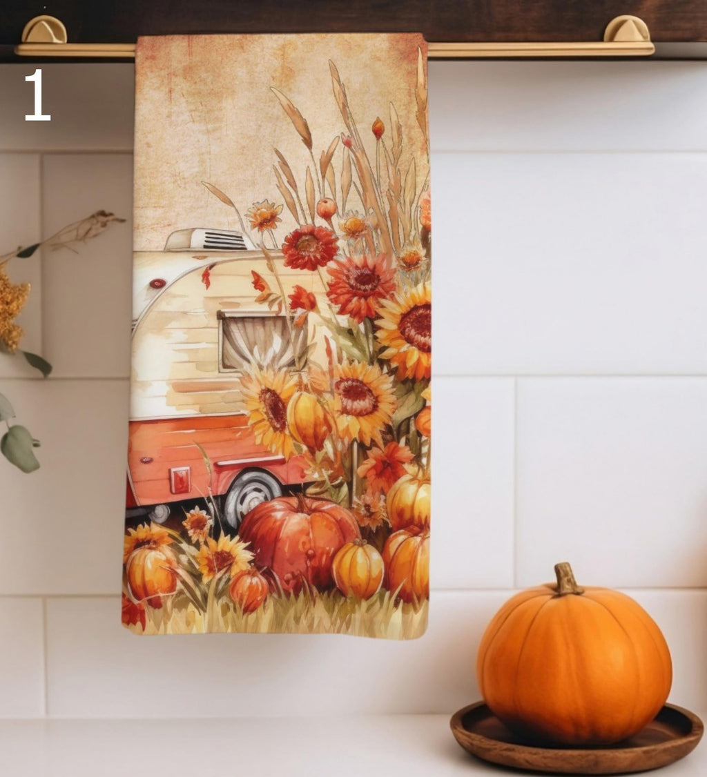 Decorative Fall Tea Towels, Autumn Leaf Dish Towels, Thanksgiving Kitchen Gifts, Thanksgiving Tea Towels, Fall Kitchen Towels