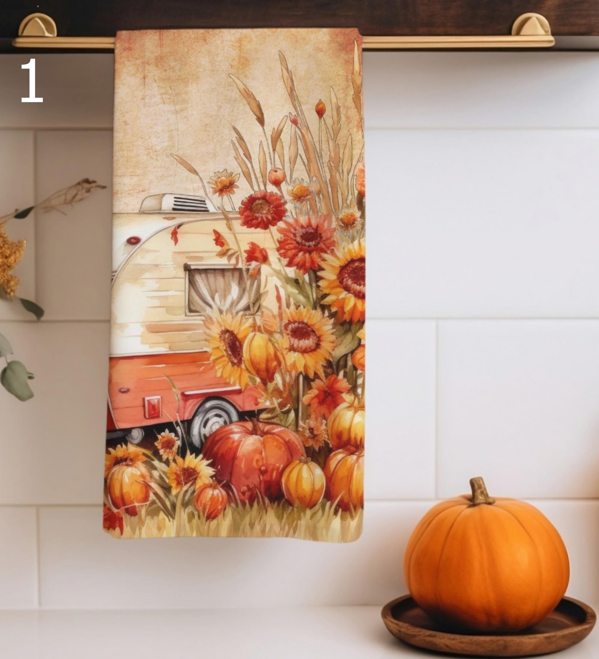 Decorative Fall Tea Towels, Autumn Leaf Dish Towels, Thanksgiving Kitchen Gifts, Thanksgiving Tea Towels, Fall Kitchen Towels