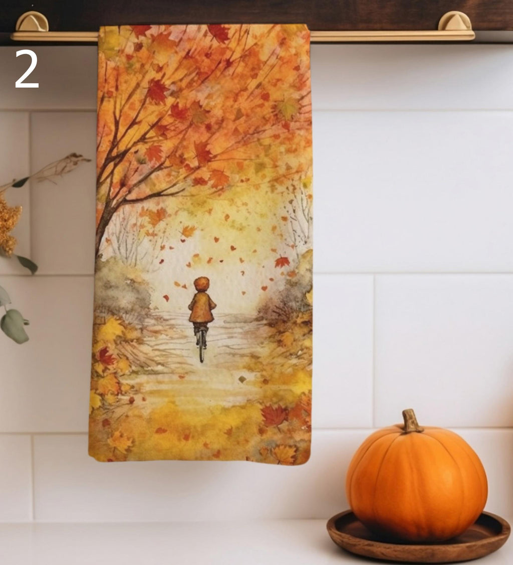 Decorative Fall Tea Towels, Autumn Leaf Dish Towels, Thanksgiving Kitchen Gifts, Thanksgiving Tea Towels, Fall Kitchen Towels