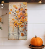 Decorative Fall Tea Towels, Autumn Leaf Dish Towels, Thanksgiving Kitchen Gifts, Thanksgiving Tea Towels, Fall Kitchen Towels
