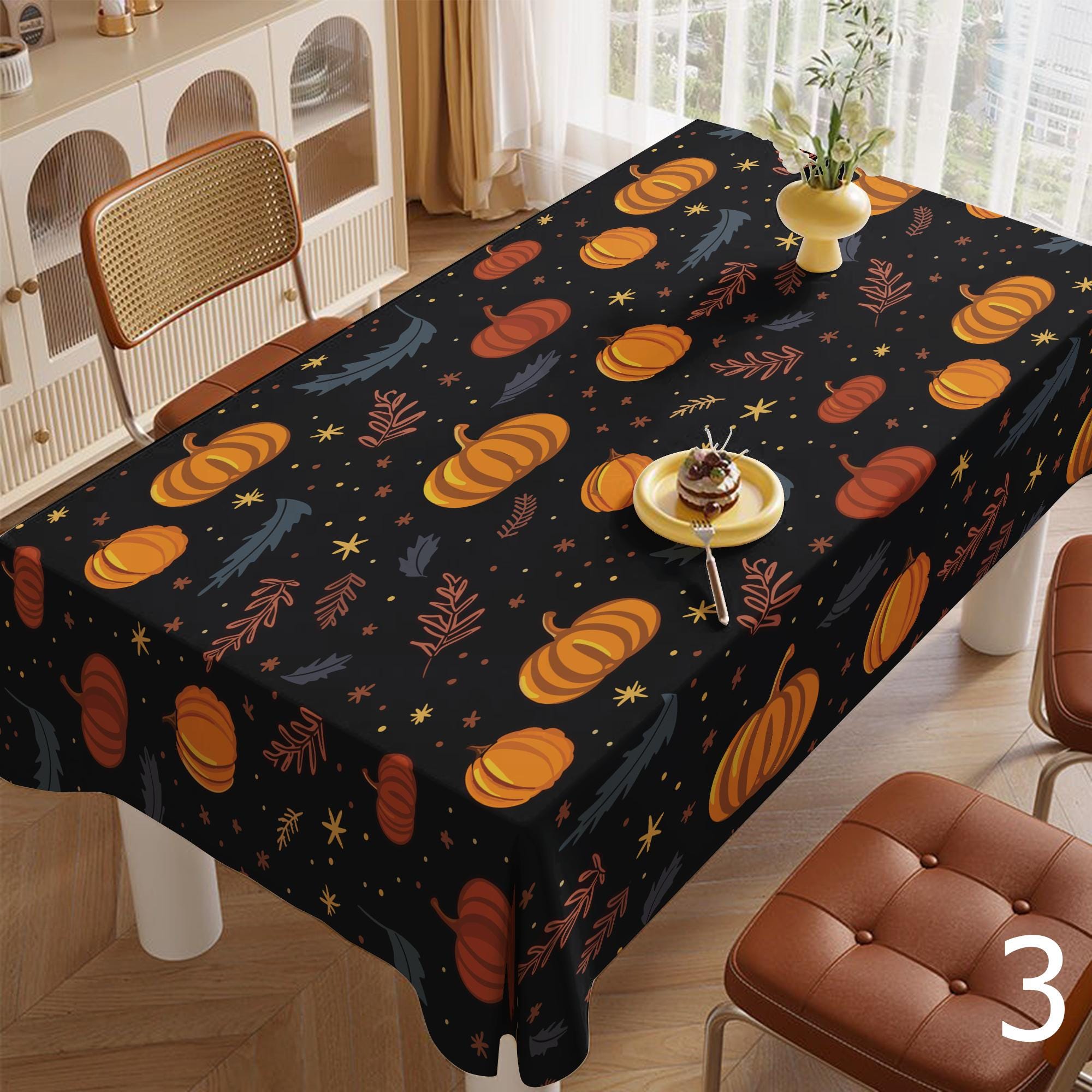 Autumn Pumpkin Tablecloth, Thanksgiving Pumpkin Printed Tablecloth, Fall Leaves Table Covers, Pumpkin Tablecloth, Fall Leaf Tablecloth