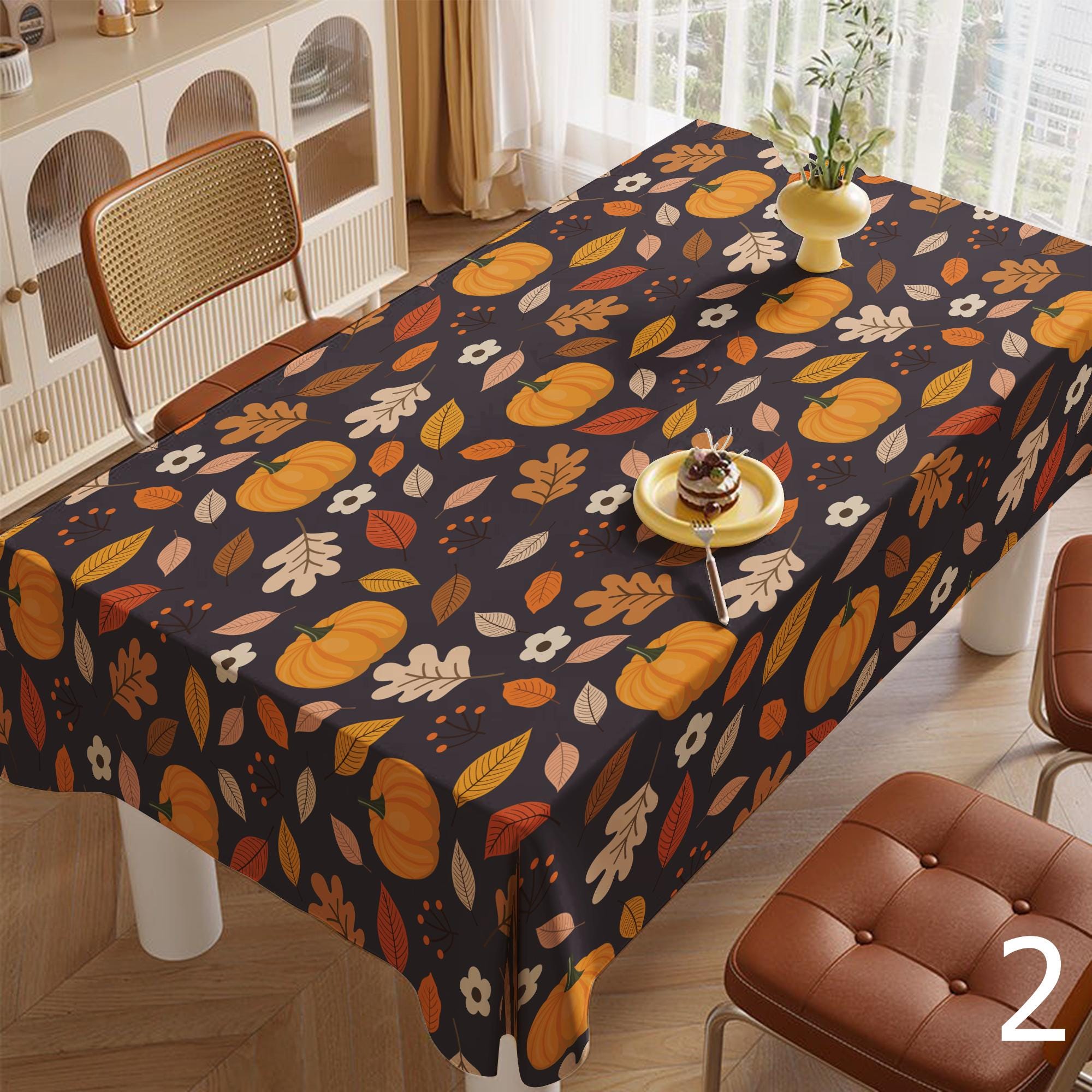 Autumn Pumpkin Tablecloth, Thanksgiving Pumpkin Printed Tablecloth, Fall Leaves Table Covers, Pumpkin Tablecloth, Fall Leaf Tablecloth