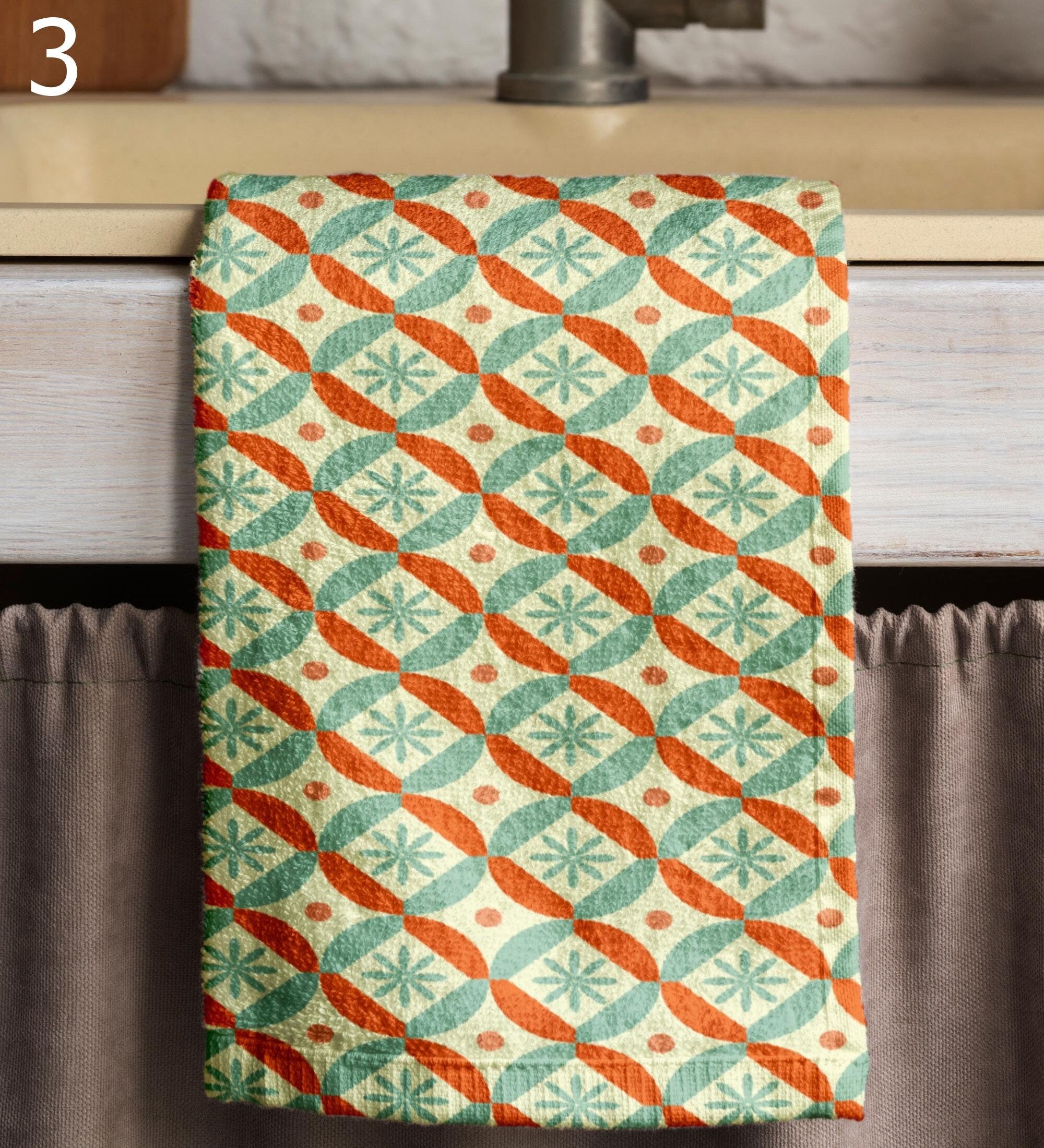 Mid Century Modern Tea Towels, Retro Dish Towels, 70s Tea Towels, MCM Hand Towels, Colorful Retro Towels, 80s Retro Vintage Dish Towels