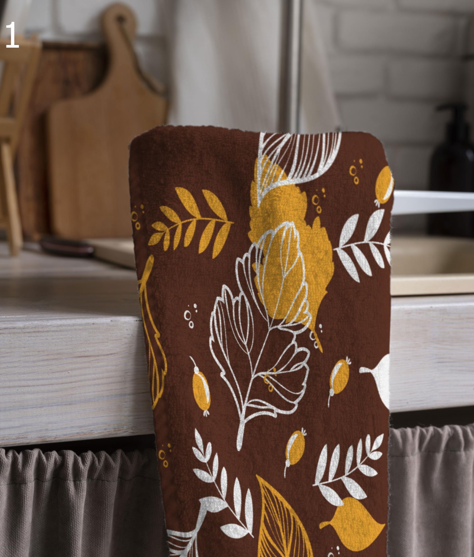 Fall Kitchen Tea Towels, Fall Dry Leaves Tea Towels, Fall Hand Towel, Autumn Leaves Tea Towels, Thanksgiving Dish Towel