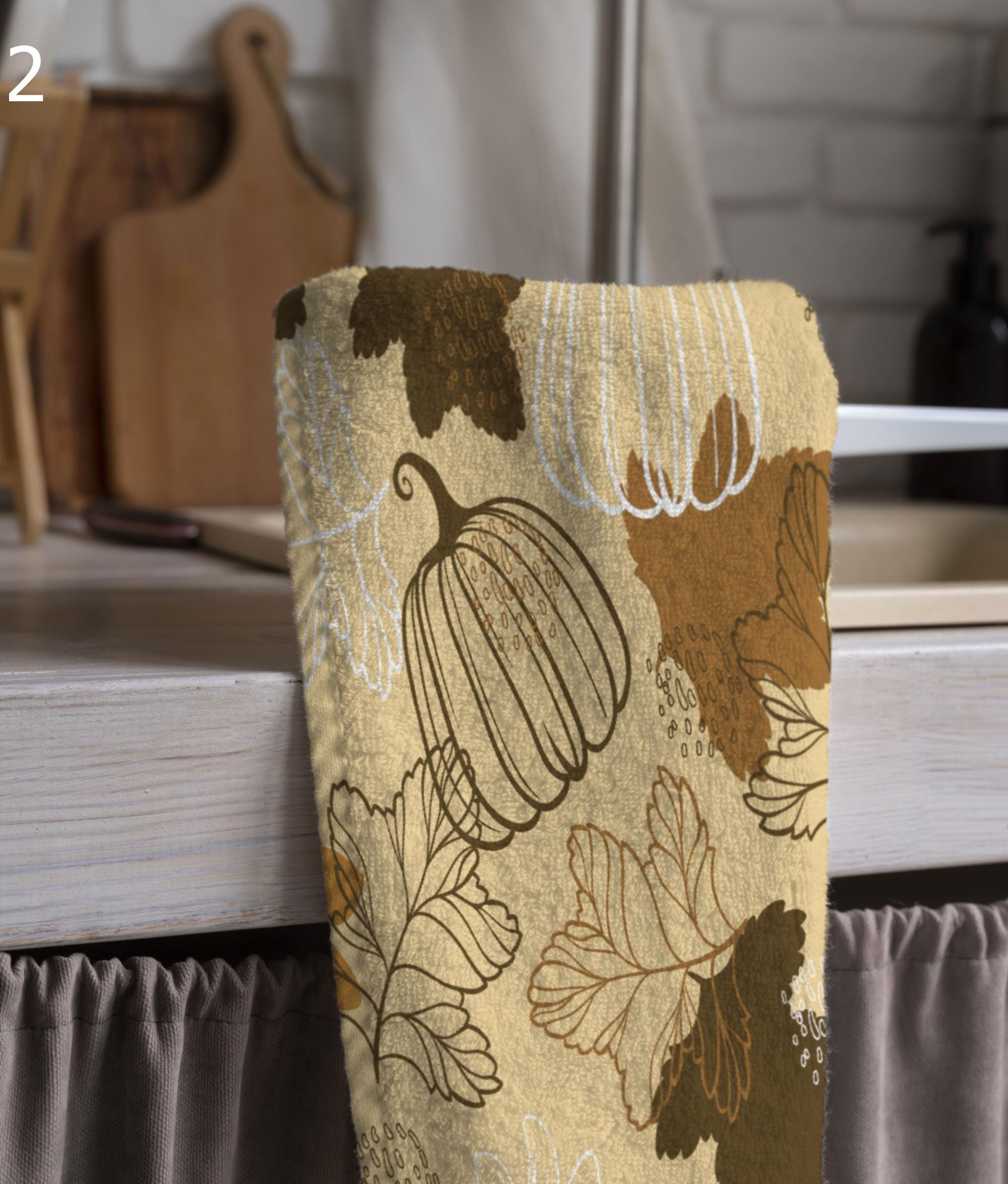 Fall Kitchen Tea Towels, Fall Dry Leaves Tea Towels, Fall Hand Towel, Autumn Leaves Tea Towels, Thanksgiving Dish Towel