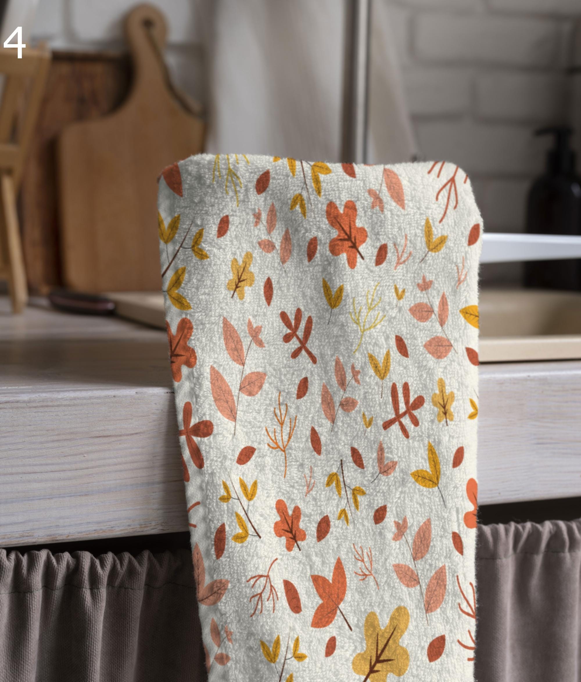 Fall Kitchen Tea Towels, Fall Dry Leaves Tea Towels, Fall Hand Towel, Autumn Leaves Tea Towels, Thanksgiving Dish Towel