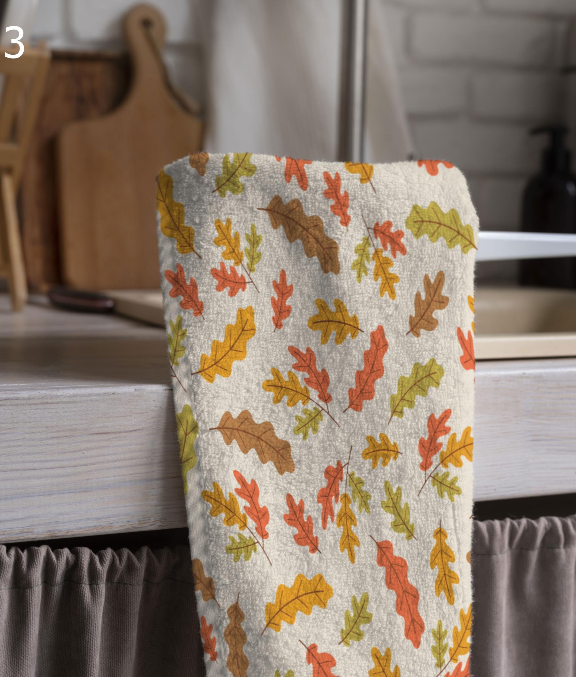 Fall Kitchen Tea Towels, Fall Dry Leaves Tea Towels, Fall Hand Towel, Autumn Leaves Tea Towels, Thanksgiving Dish Towel