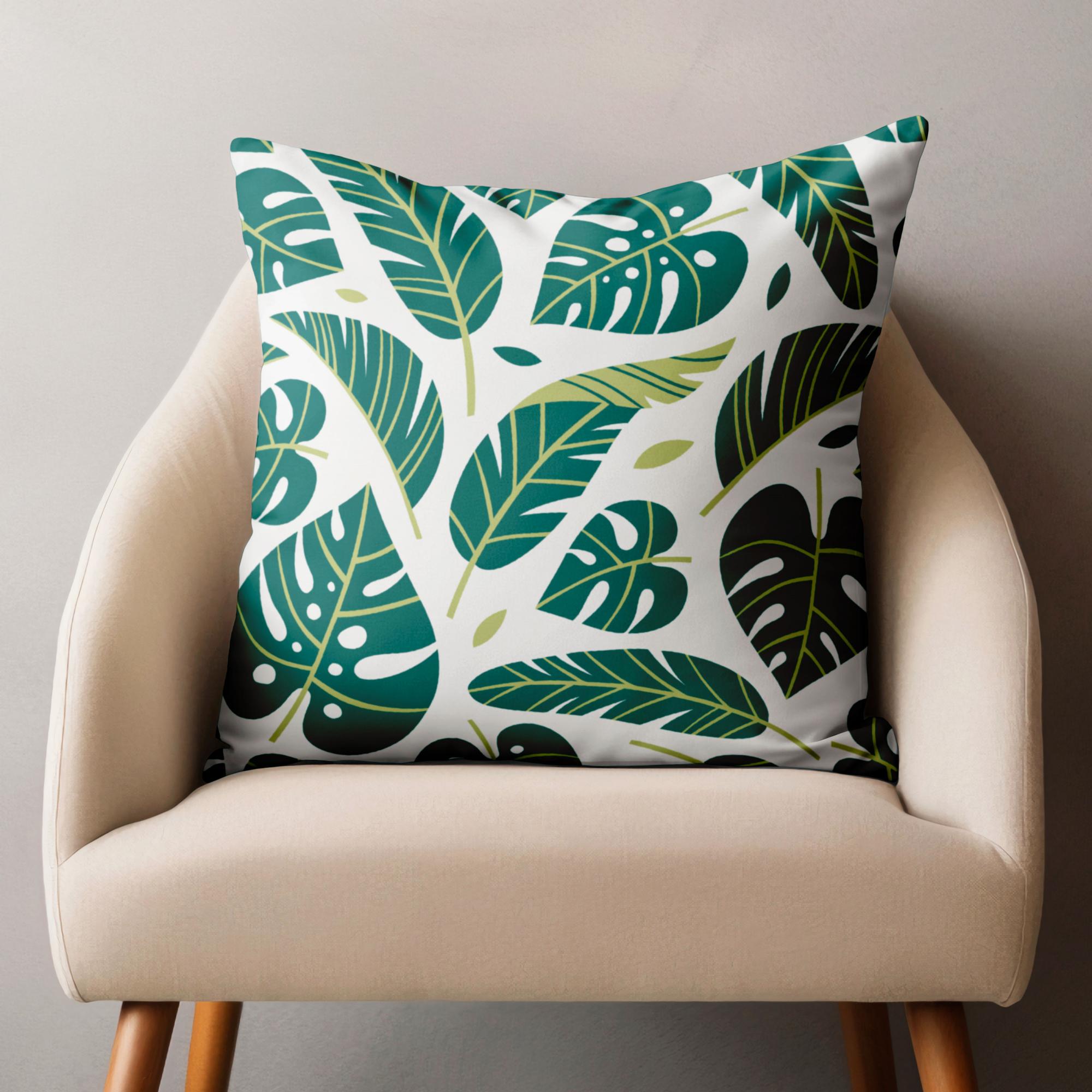 Tropical Pillow Covers, Exotic Flowers Cushion Cover, Green Botanical Pillowcase, Tropic Leaves Pillow Case, Green Tropical Home Decor
