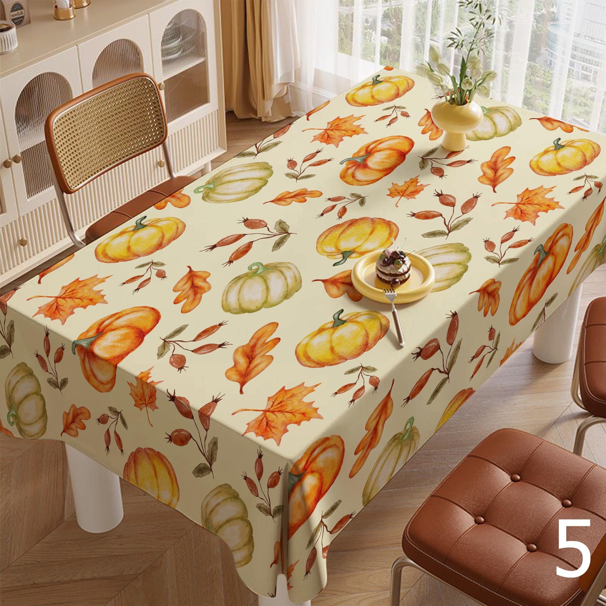 Autumn Pumpkin Tablecloth, Thanksgiving Pumpkin Printed Tablecloth, Fall Leaves Table Covers, Pumpkin Tablecloth, Fall Leaf Tablecloth