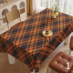 Fall Buffalo Plaid Table Linens, Fall Gingham Table Covers, Autumn Checkered Party Table Cloth, Thanksgiving Orange Black Tablecloths