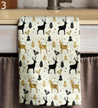 Mery Christmas Hand Towels, Xmas Reindeer Tea Towels, Holly Deer Dish Towels, Christmas Kitchen Decor Dish Towel, Noel Deer Kitchen Towels