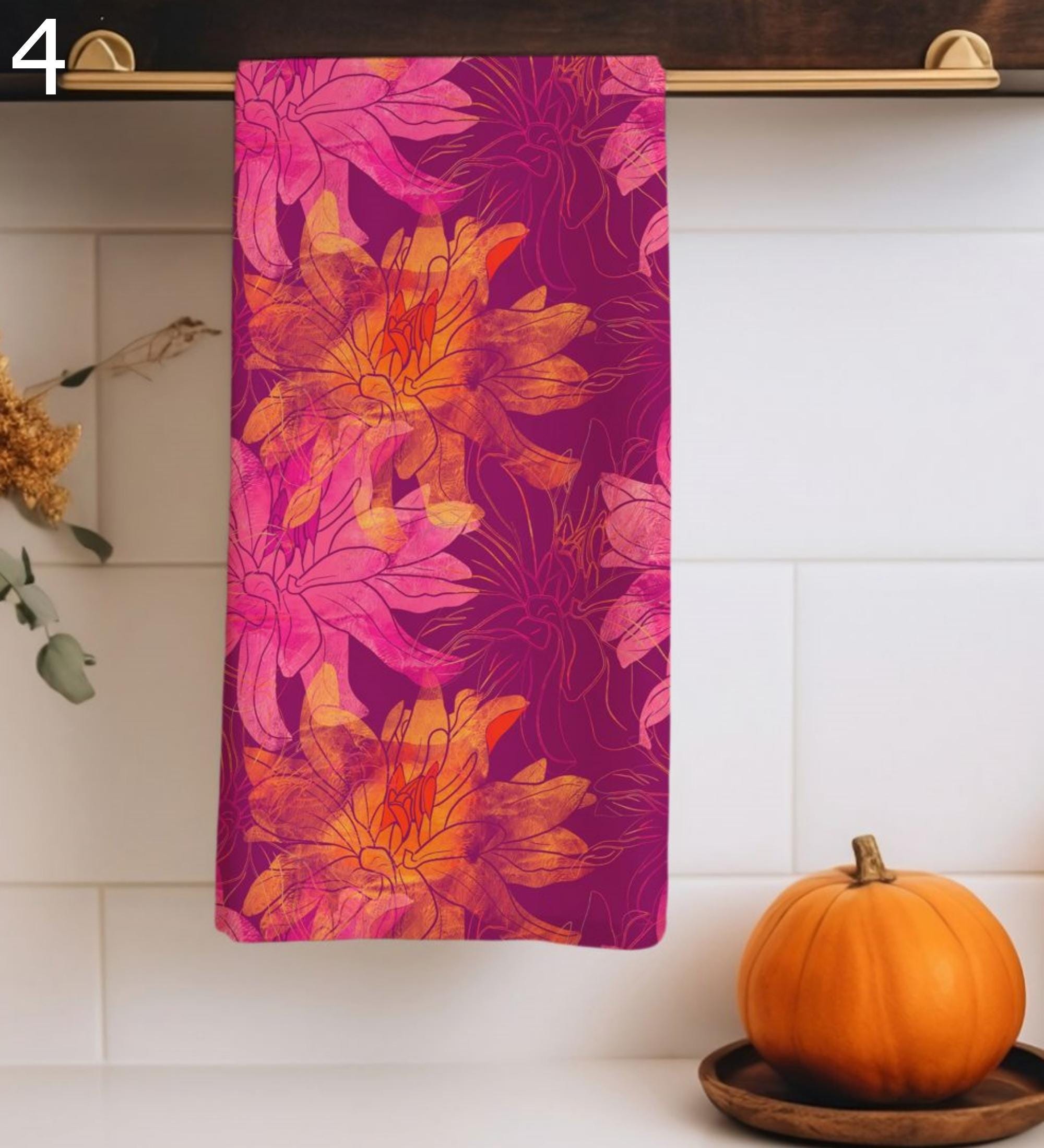Fall Leaves Tea Towels, Cozy Autumn Leaves Tea Towels, Autumn Kitchen Towels, Thanksgiving Printed Dish Towels, Thanksgiving Tea Towels