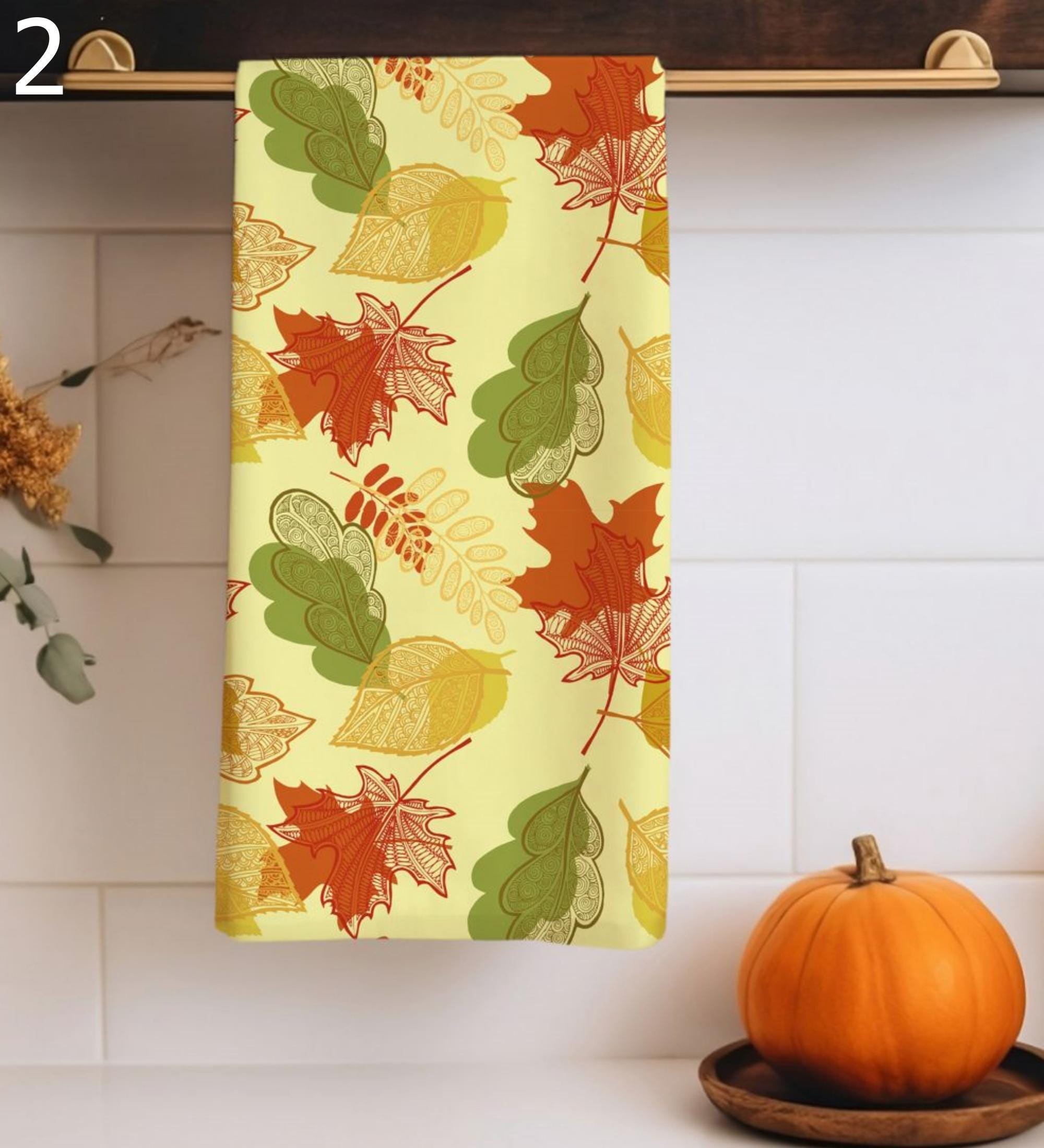 Fall Abstract Tea Towels, Cozy Autumn Tree Tea Towels, Autumn Kitchen Towels, Thanksgiving Printed Dish Towels, Fall Tree Tea Towels
