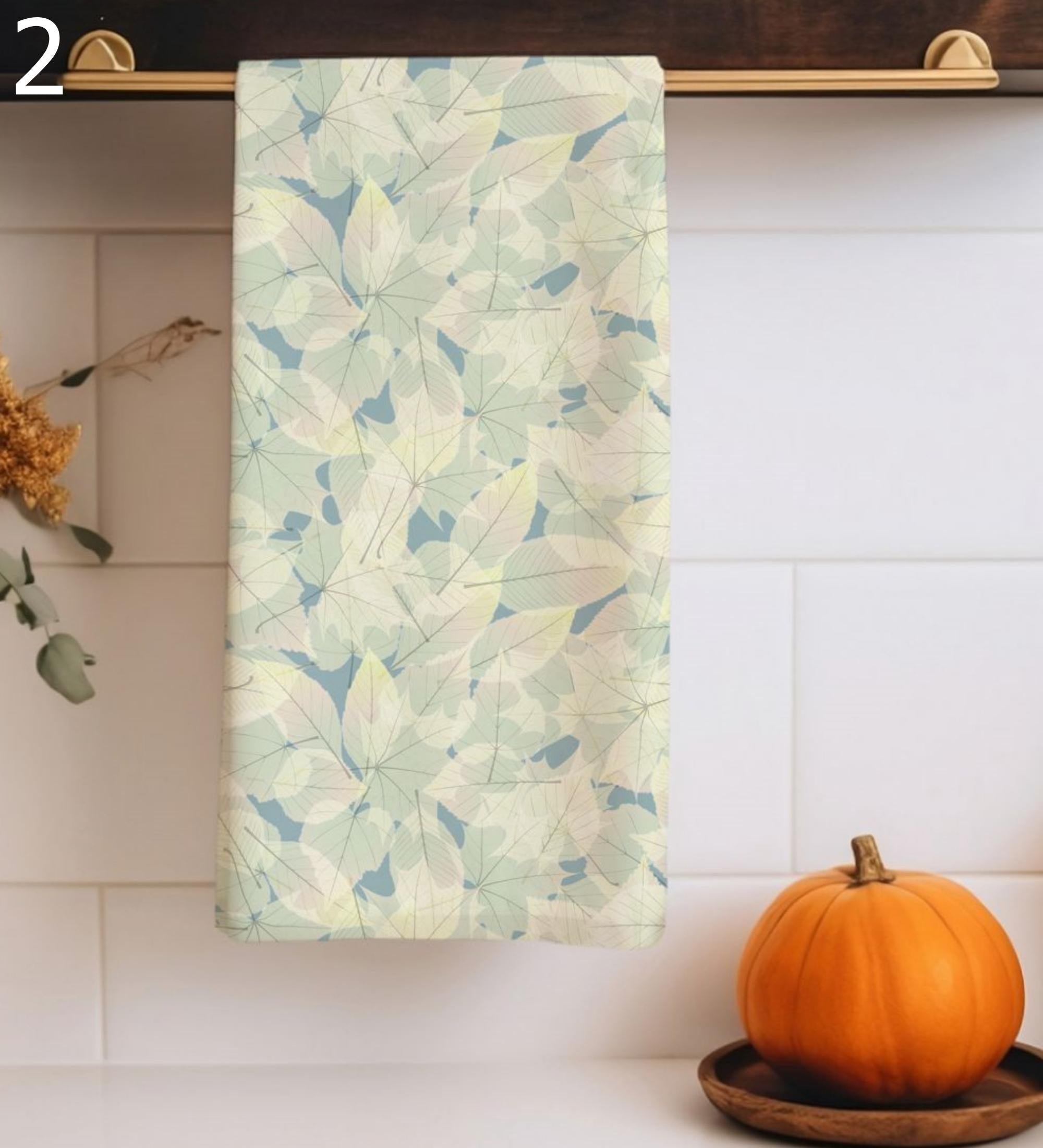 Fall Leaves Tea Towels, Autumn Kitchen Towels, Seosonal Cute Fox Hand Towels, Thanksgiving Printed Dish Towels, Autumn Leaf Tea Towels