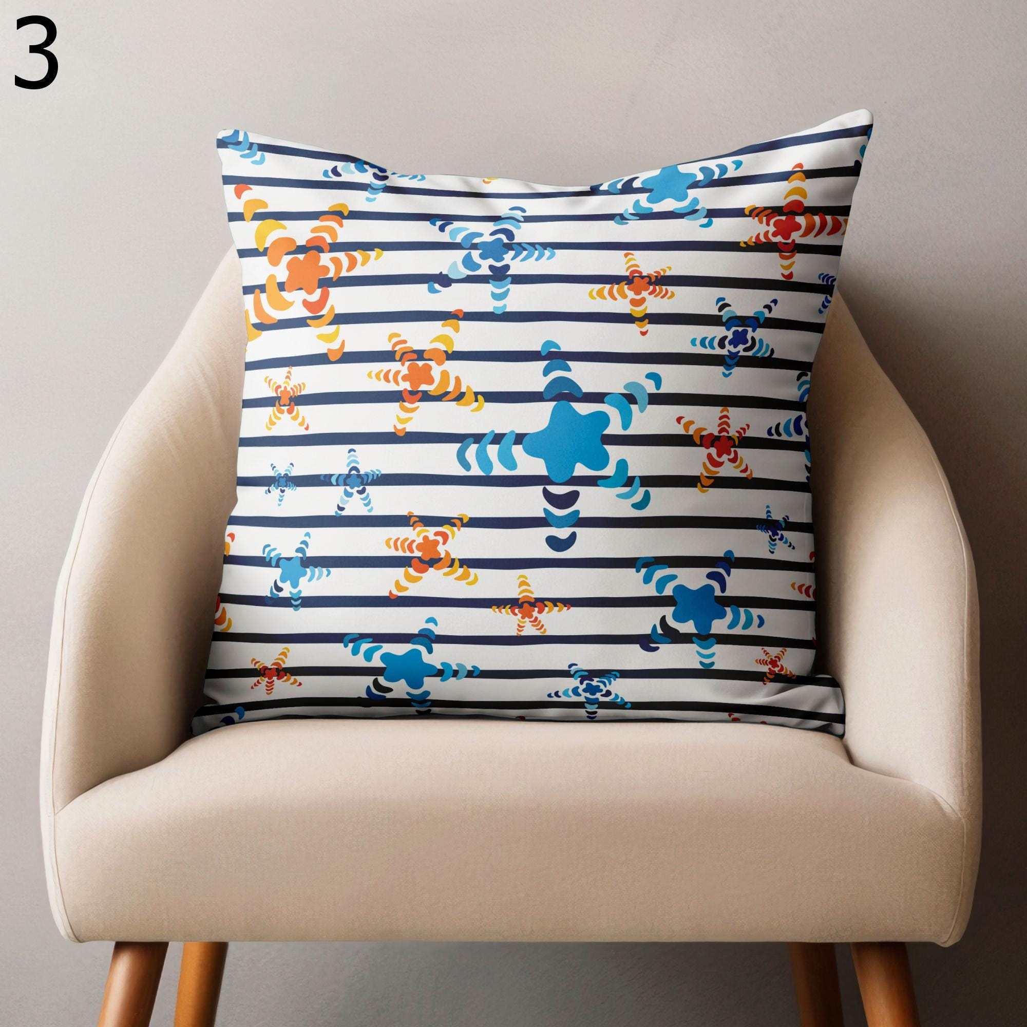 Coastal Sea Life Pillow Covers, Ocean-Inspired Summer Home Decor, Nautical Starfish Cushion Cover, Sea Creatures Pillowcases