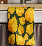Maple Leaf Tea Towels, Fall Leaf Tea Towels, Autumn Kitchen Towels, Thanksgiving Hand Towels, Cozy Fall Kitchen Decor