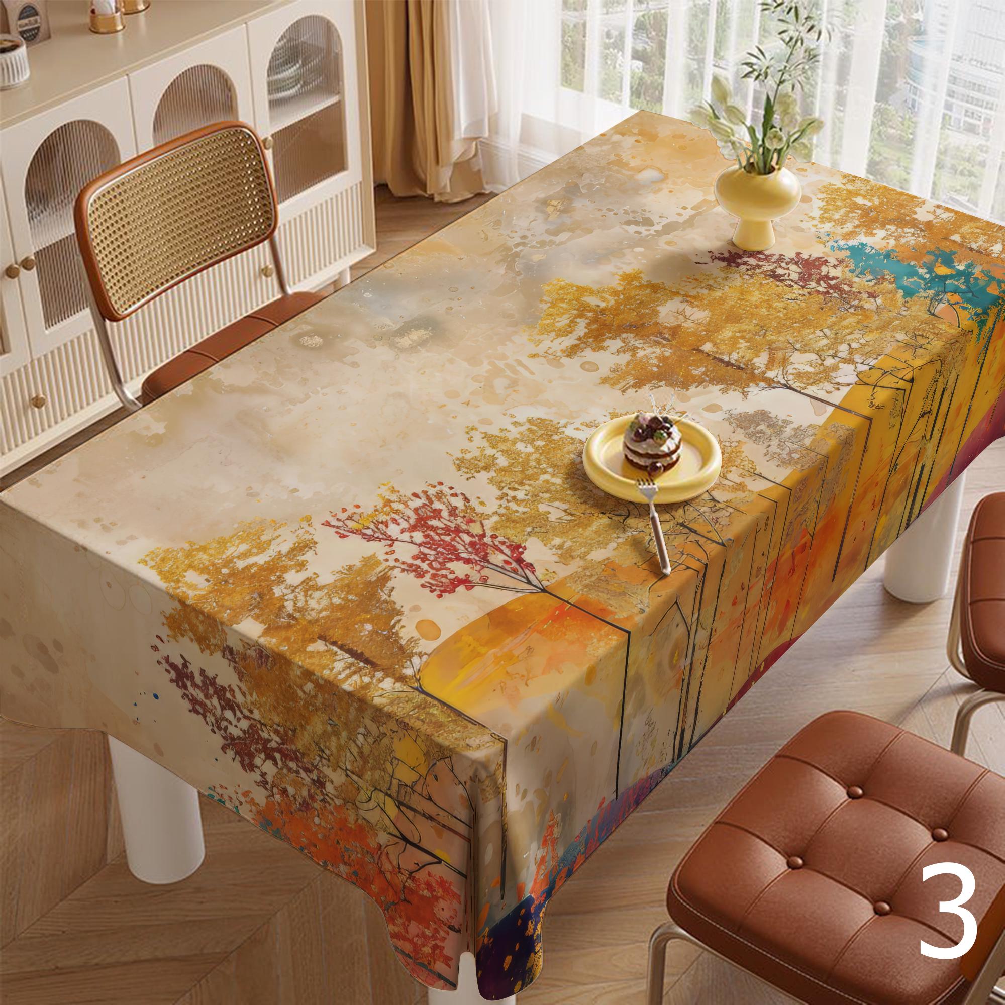 Fall Landscape Table Covers, Fall Forest Tablecloth, Autumn View Tablecloth, Abstract Landscape Tablecloth, Autum Watercolor Table Decor