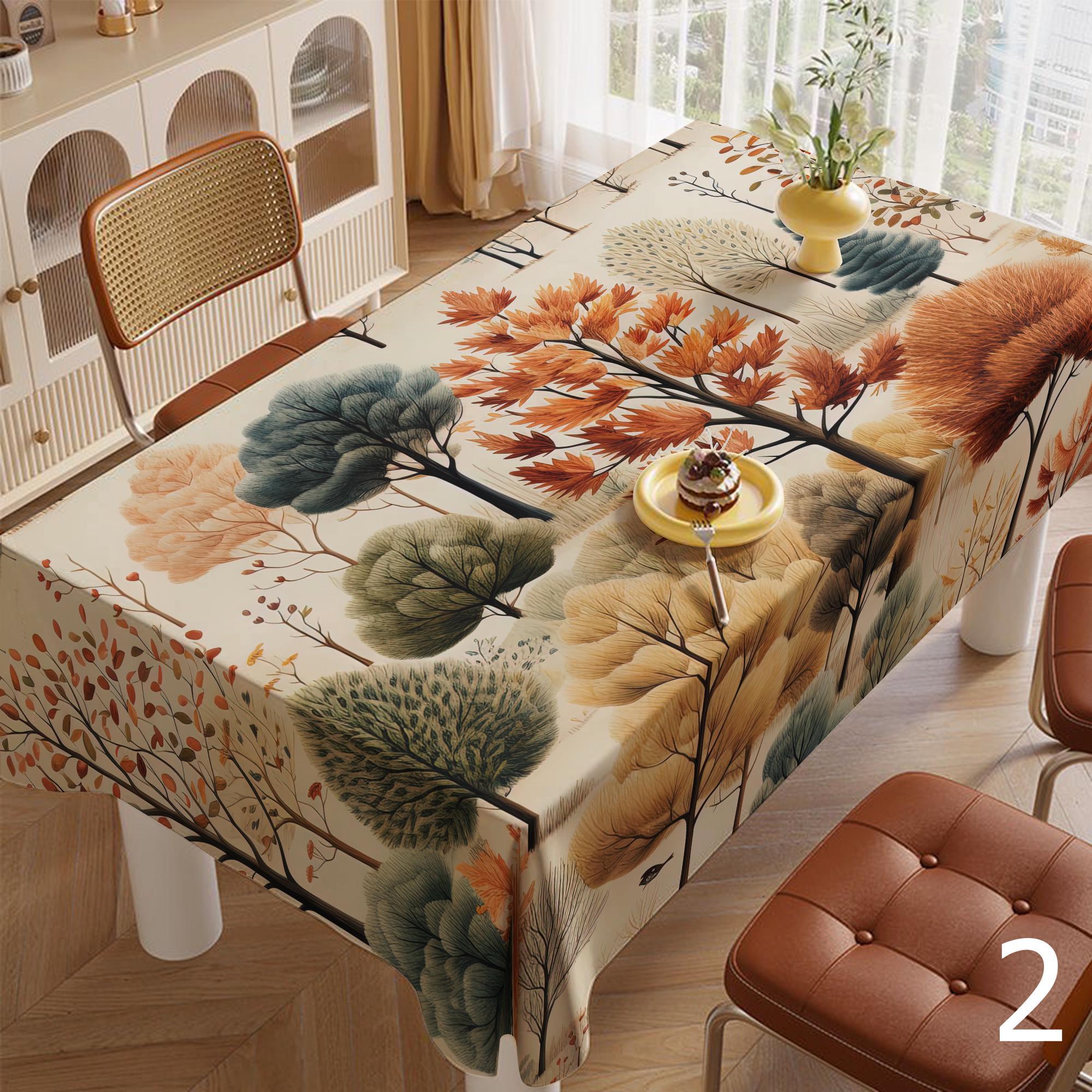 Fall Landscape Table Covers, Fall Forest Tablecloth, Autumn View Tablecloth, Abstract Landscape Tablecloth, Autum Watercolor Table Decor