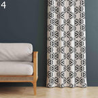 Black White Ethnic Curtains, Minimalist Tribal Panels, Boho Ethnic Blackout Drapes, Modern Tribal Black White Grommet Window Curtain