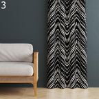 Black White Ethnic Curtains, Minimalist Tribal Panels, Boho Ethnic Blackout Drapes, Modern Tribal Black White Grommet Window Curtain