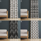 Black White Ethnic Curtains, Minimalist Tribal Panels, Boho Ethnic Blackout Drapes, Modern Tribal Black White Grommet Window Curtain