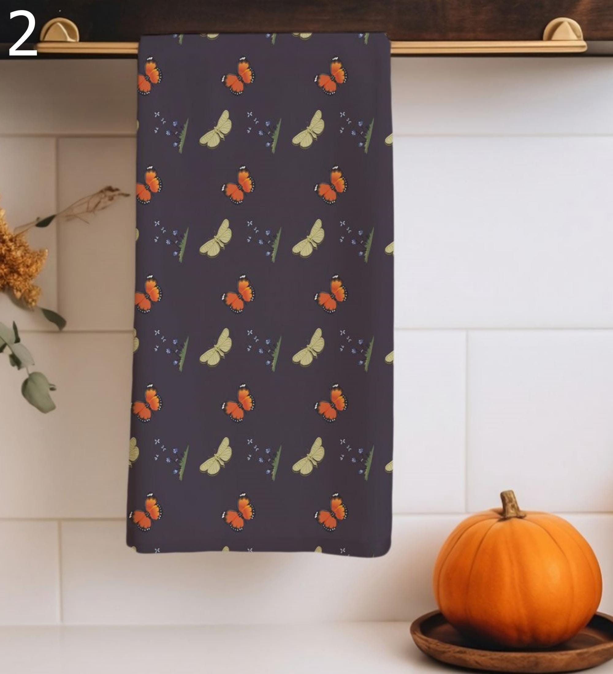 Fall Leaves Tea Towels, Cozy Autumn Leaves Tea Towels, Autumn Kitchen Towels, Thanksgiving Printed Dish Towels, Thanksgiving Tea Towels