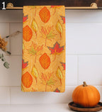 Fall Leaves Tea Towels, Autumn Kitchen Towels, Seosonal Cute Fox Hand Towels, Thanksgiving Printed Dish Towels, Autumn Leaf Tea Towels