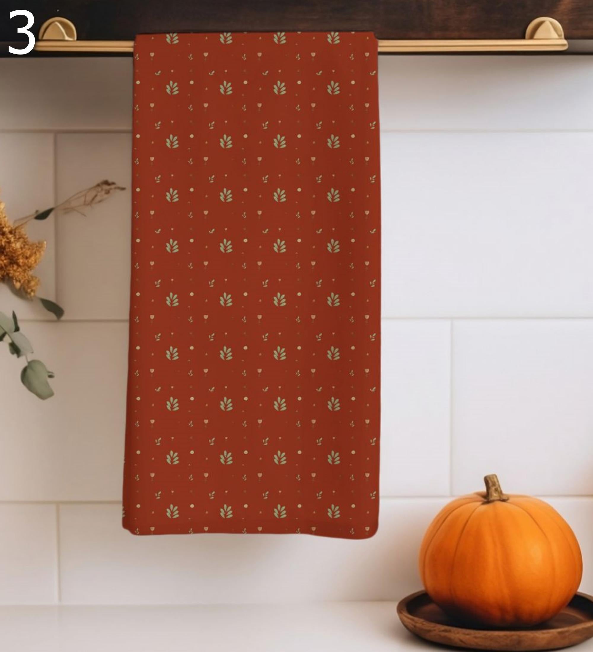 Fall Leaves Tea Towels, Autumn Kitchen Towels, Seosonal Cute Fox Hand Towels, Thanksgiving Printed Dish Towels, Autumn Leaf Tea Towels