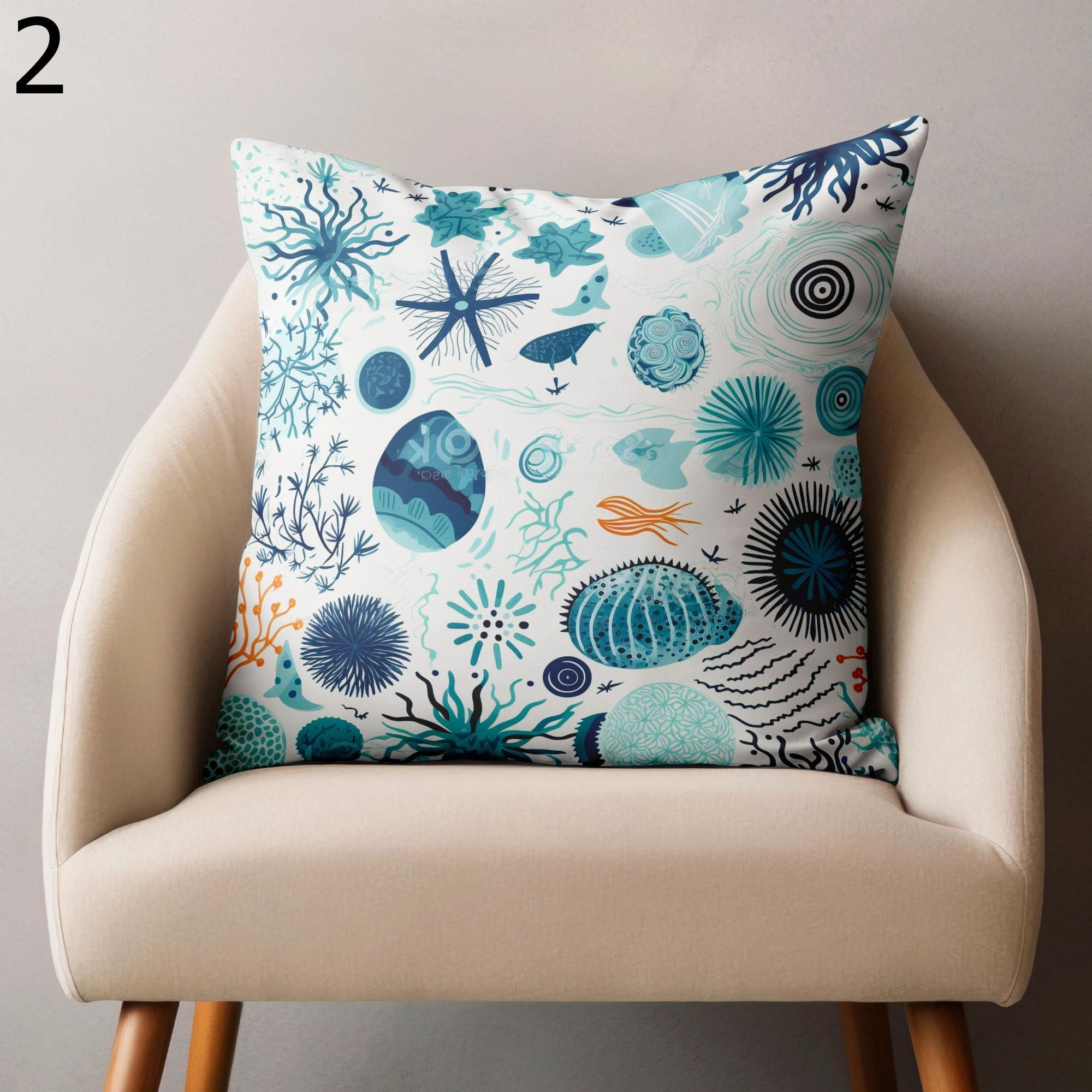 Coastal Sea Life Pillow Covers, Ocean-Inspired Summer Home Decor, Nautical Starfish Cushion Cover, Sea Creatures Pillowcases