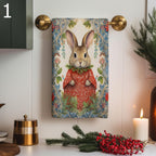 Christmas Rabbit Tea Towels, Xmas Squirrel Tea Towels, Cute Mouse Dish Towels, Christmas Animals Dish Towel, Animals Kitchen Decor Towels