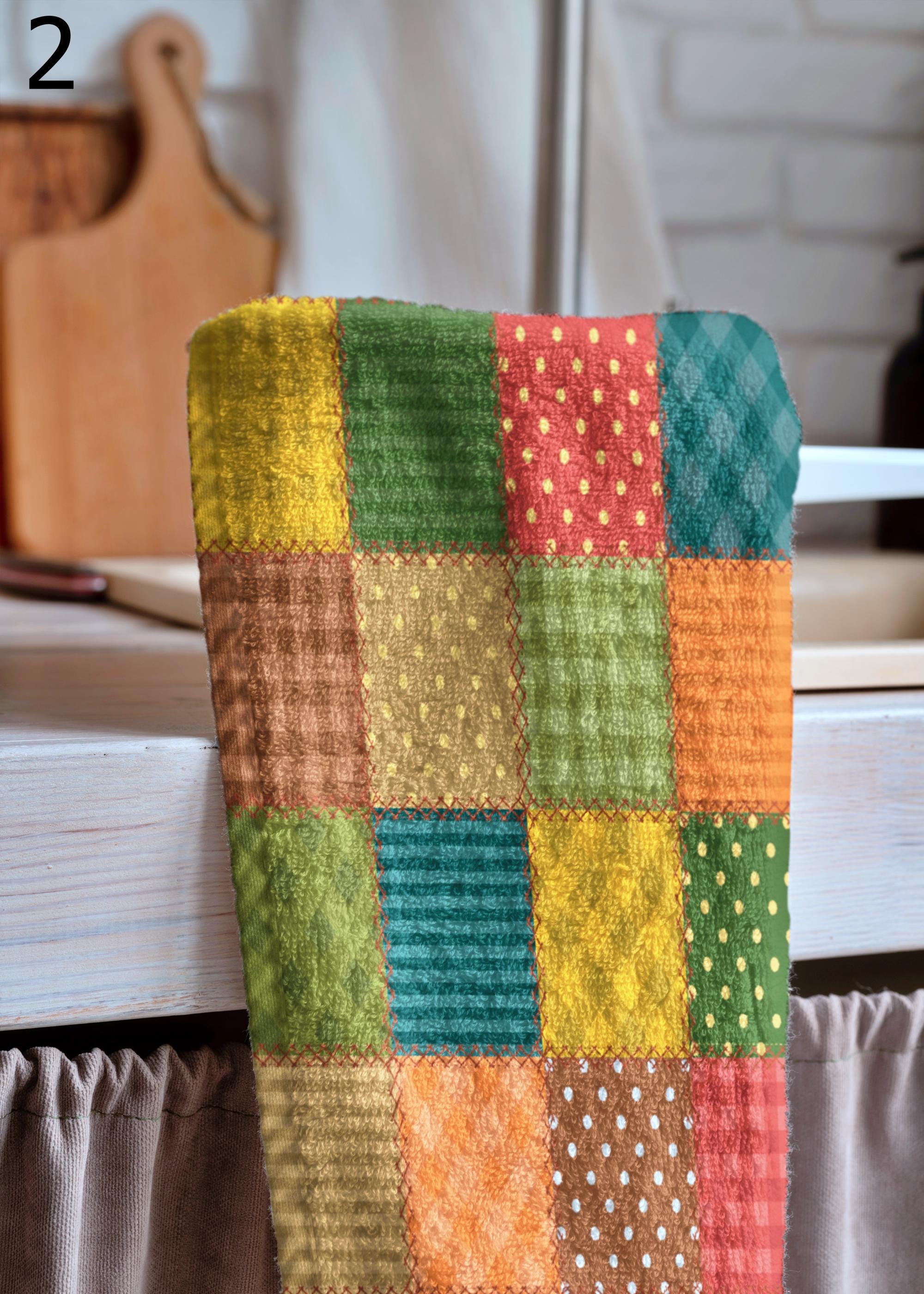 Happy Fall Tea Towels, Autumn Pumpkin Dish Towel, Thanksgiving Kitchen Towels, Pumpkin Flag Tea Towels, Thanksgiving Hand Towels