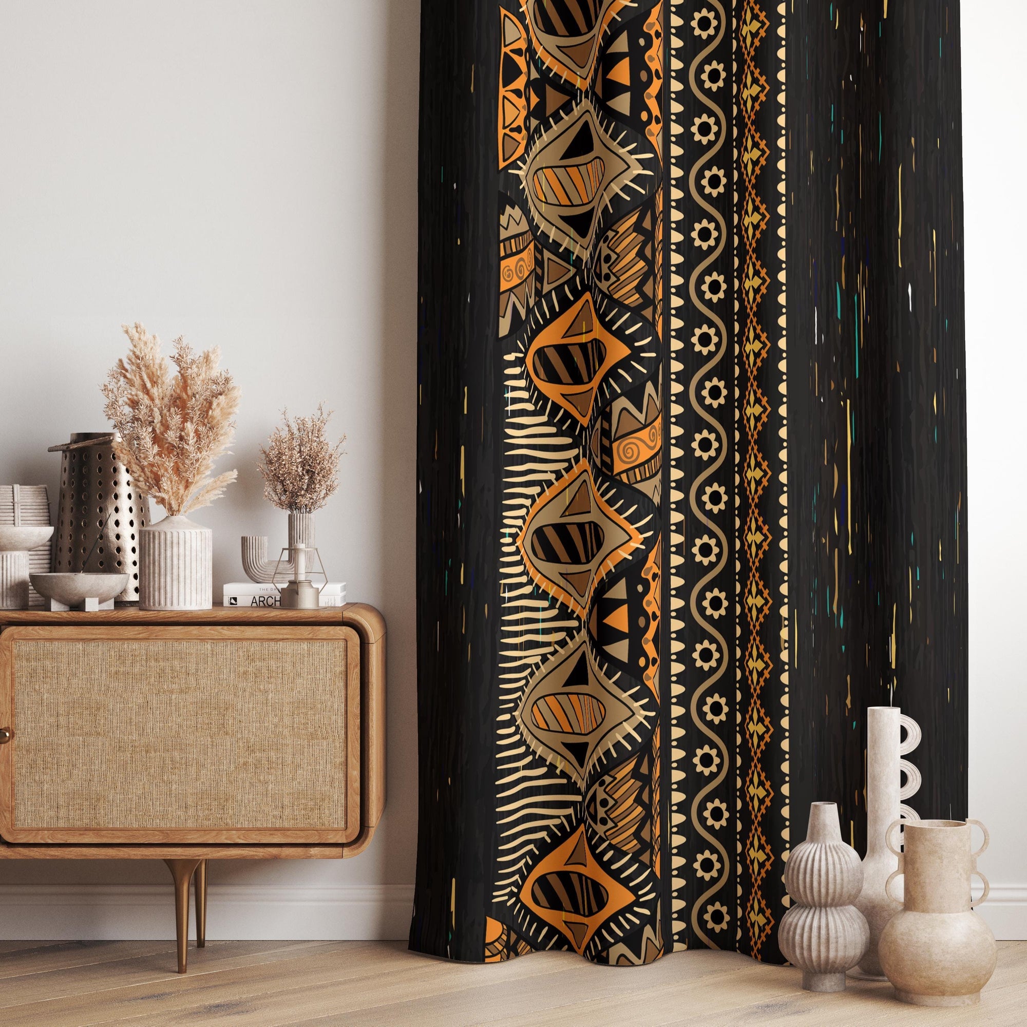Ethnic Curtains, Tribal Curtains, African Mudcloth Blackout Curtain, Ethnic African Grommet Curtain, Ethnic Abstract Print Drapes