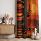 Boho Ethnic Curtains, Ethnic Curtain Panels, African Blackout Panels, Tribal Design Grommet Curtain, Ethnic Print Drapes