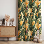 Excotic Floral Print Curtains, Bird of Paradise Floral Curtain Panels, Exotic Floral Drapes, Botanical Flowers Curtains, Tropical Curtains
