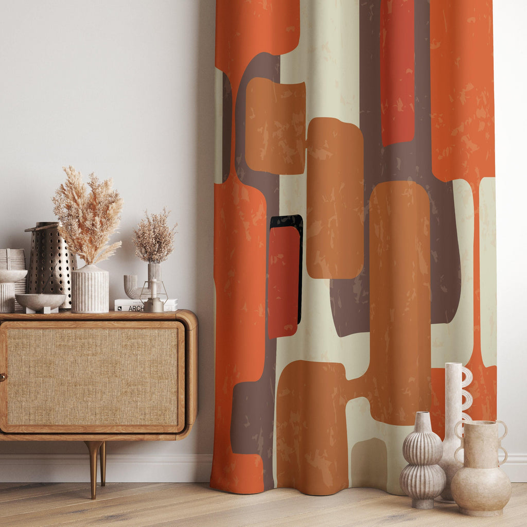 Mid Century Modern Curtain Panels, Retro 70s Curtains, Modern Art Deco Style Curtain,   Mcm Curtain Panels, Retro Groovy Curtains