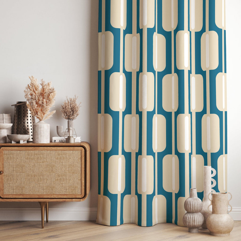 Mid Century Modern Curtain Panels, Retro 70s Curtains, Mcm Curtain Panels, Retro Groovy Curtains, Modern Art Deco Style Curtain
