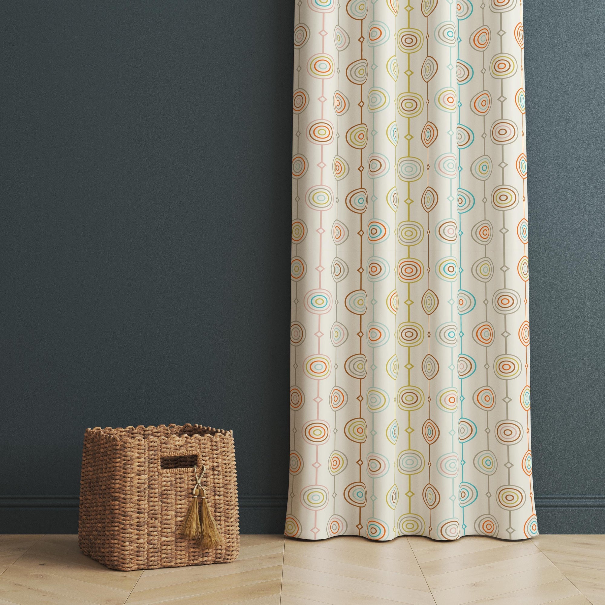 Retro Geometric Abstract Style Curtain, 70s Retro Curtains, MCM Curtain, Mod Curtains, Retro Print Drapes, Mid Century Modern Window Curtain