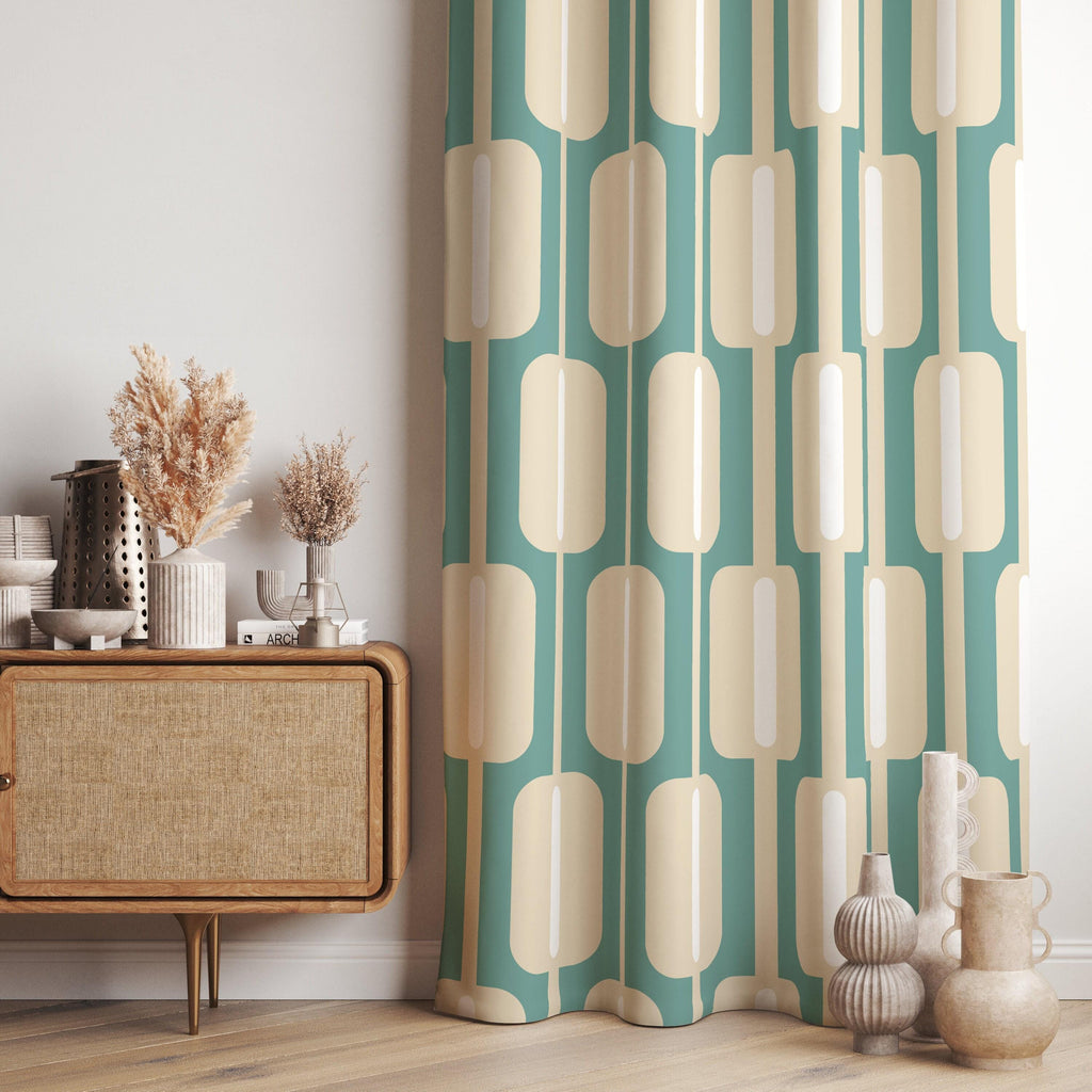 Mid Century Modern Curtain Panels, Modern Art Deco Style Curtain, Retro 70s Curtains, Mcm Curtain Panels, Retro Groovy Curtains