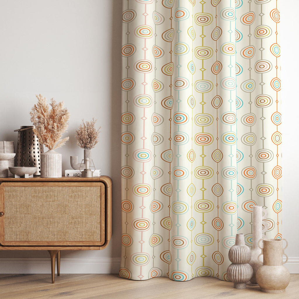 Retro Geometric Abstract Style Curtain, 70s Retro Curtains, MCM Curtain, Mod Curtains, Retro Print Drapes, Mid Century Modern Window Curtain