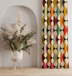 Mid Century Modern Curtain Panels, Colorful Print Curtains, 70s Retro Window Drapes, Retro Abstract Blackout Curtain, Retro Grommet Curtain