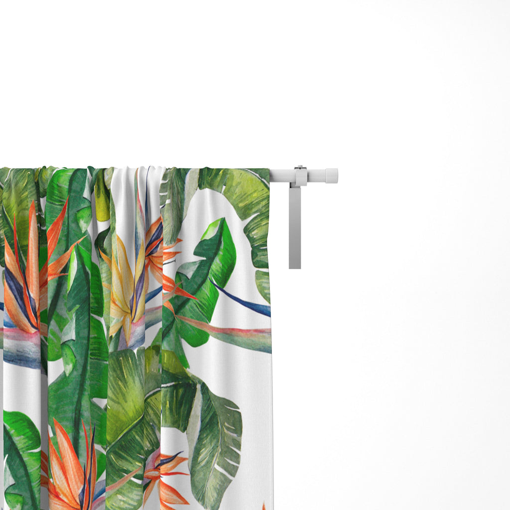 Tropical Curtains, Botanical Curtain, Vintage Tropical Curtain Panels, Exotic Abstract Retro Style Living Room Curtain, Tropical Drapes