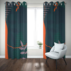 Abstract Window Curtains, Green and Orange Retro Abstract Curtains, 70s Retro Blackout Curtain Panel, Mid Century Modern Grommet Drapes
